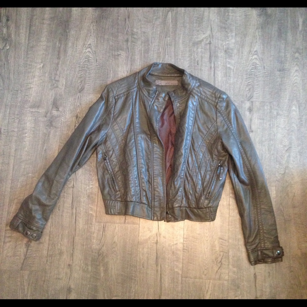 Zara Faux Leather Bomber Crop Jacket